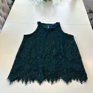 Apt. 9 Dark Green Lace Sleeveless Blouse